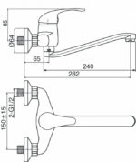 Baterija za sudoperu MINOTTI STANDARD zidna duga lula - Slika 2
