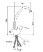 Baterija za sudoperu MINOTTI VENETO sa 3 cevi labud - Slika 2